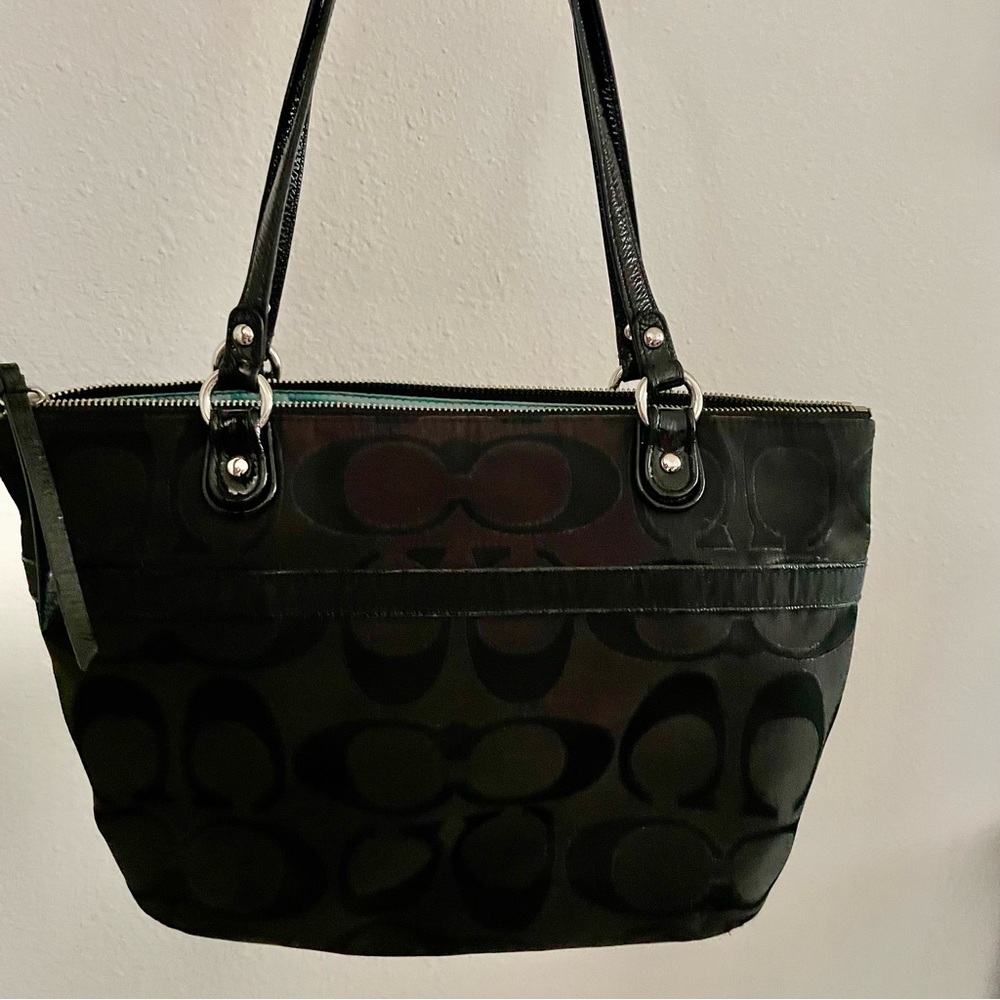 Coach Soho triple black Signature Carryall tote